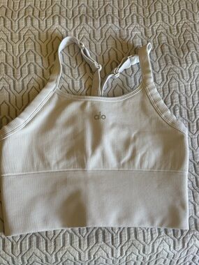 ALO Yoga Ribbed white Tank Bodysuit